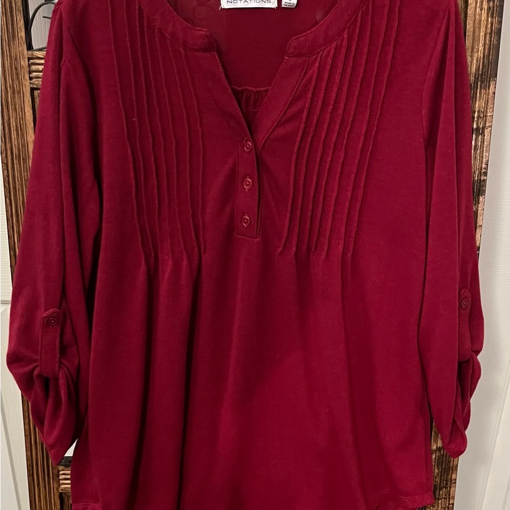 🧨Notations V Neck with Button 3/4 Sleeve Top